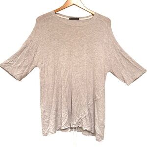 🌈 6/$60 Maldita X Blouse Top Size XL Heather Grey Short Sleeve Ruched Front